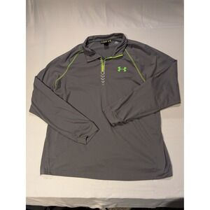 Under Armour Men's 2XL NFL Combine Gray Pullover Neon Green 1/4 Zip Sweater